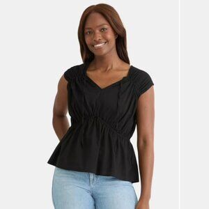 Spade Neck Blouse, Black